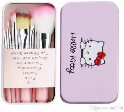 (Pack of 2) Hello Kitty Complete Makeup Mini Brush Kit with A Storage Box β Set of 7 Pieces