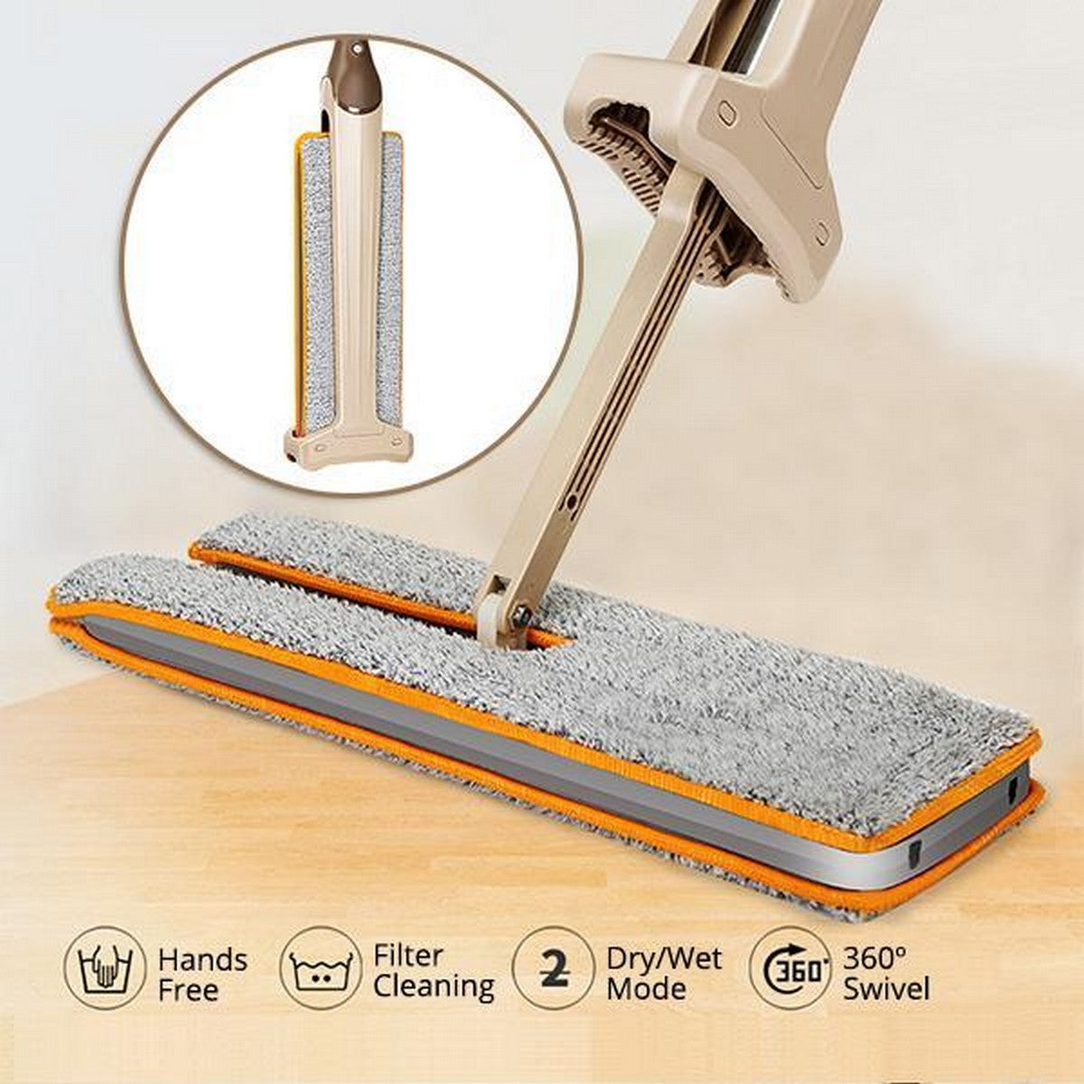Double Sided Lazy Mop With Self-Wringing Ability